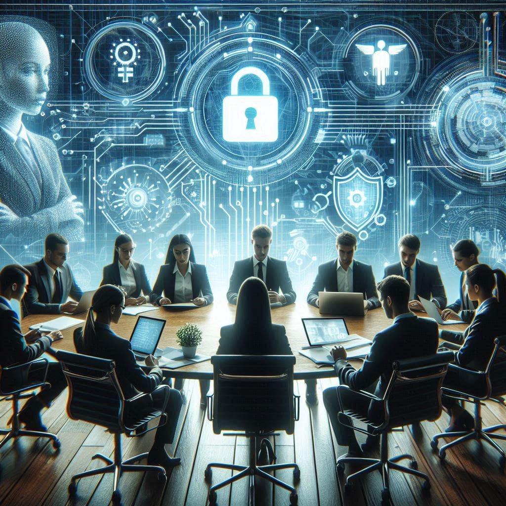 photo of company people discussing cybersecurity